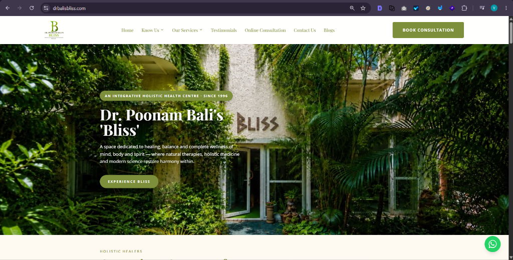 Dr Poonam Bali Bliss Website Screenshot
