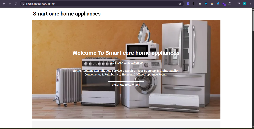Smart Care Home Appliances Website Screenshot